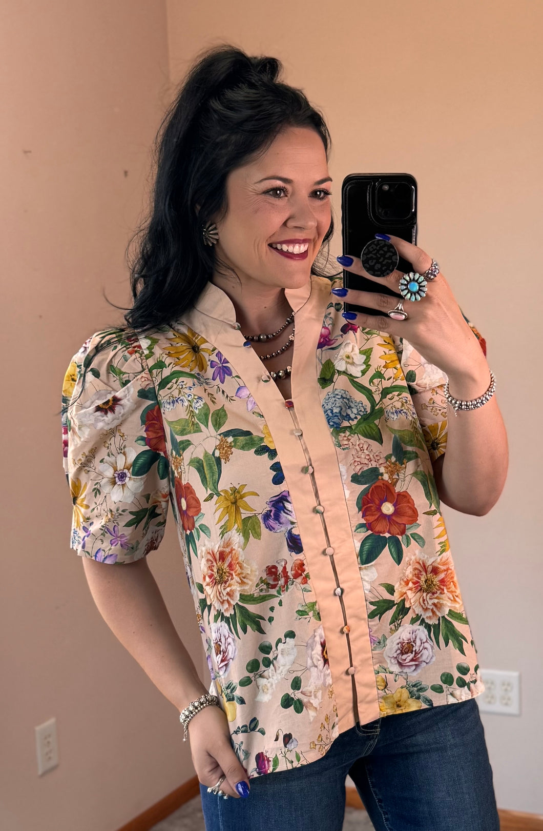 Floral Button Top **2 COLORS**