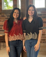 Load image into Gallery viewer, Embroidered Border Top **3 COLORS**
