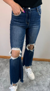 Straight Leg Cropped Risen Jeans