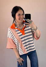 Load image into Gallery viewer, Striped Patchwork Oversized Top
