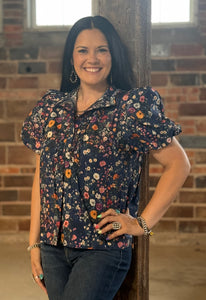 Navy Floral Top