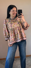 Load image into Gallery viewer, Camel Floral Leopard Top - PLUS
