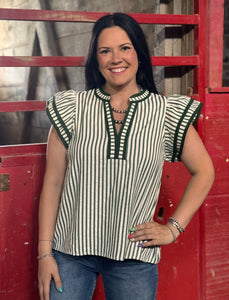 Stripe Flutter Sleeve Top **4 COLORS**