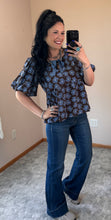 Load image into Gallery viewer, Brown Floral Peplum Top - PLUS
