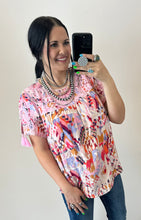 Load image into Gallery viewer, Pink Aztec Embroidered Top
