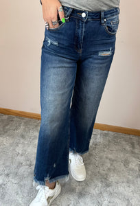 Cropped Wide Leg Risen Jeans