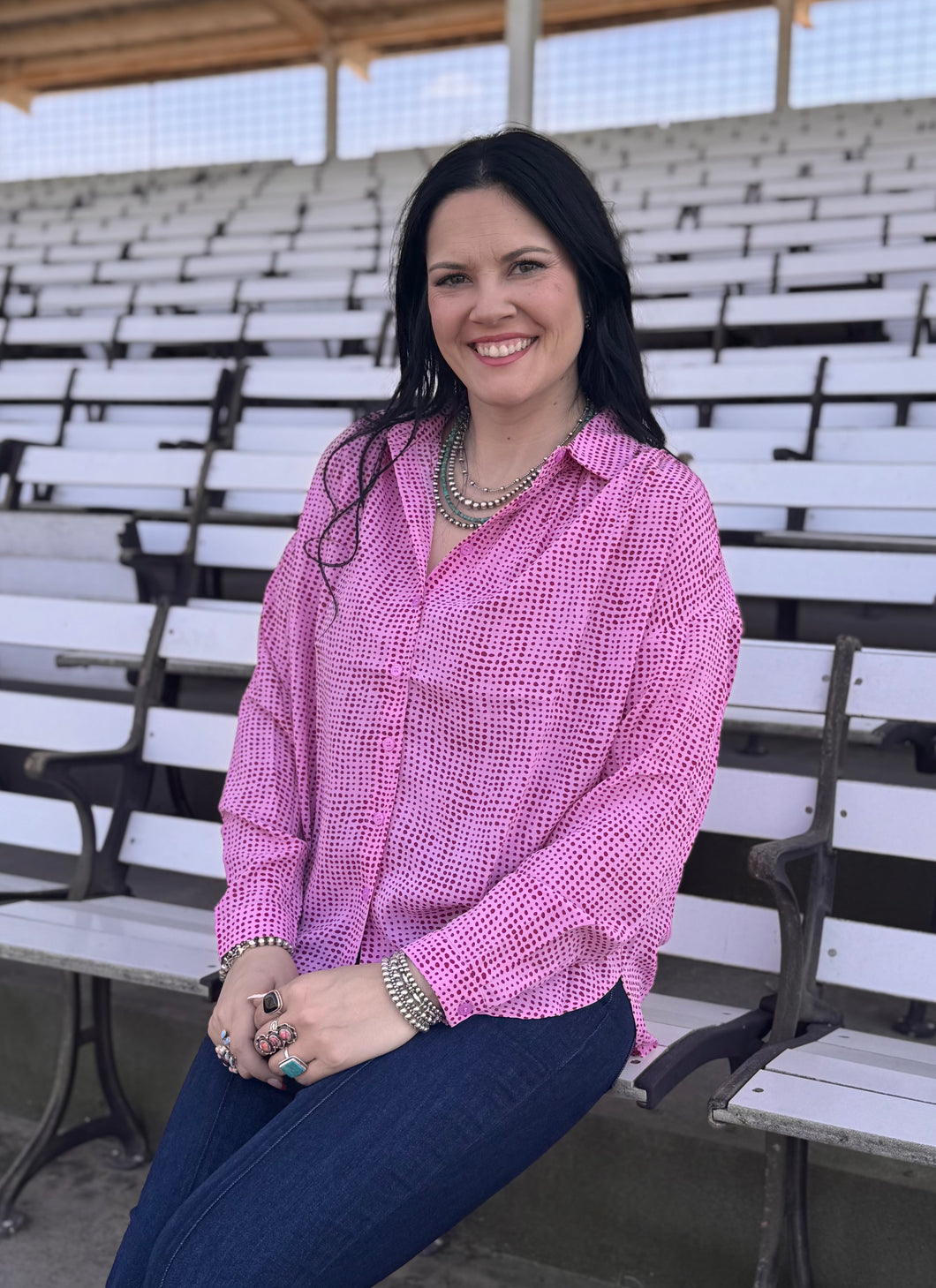 Dot Collared Top **3 COLORS** - PLUS