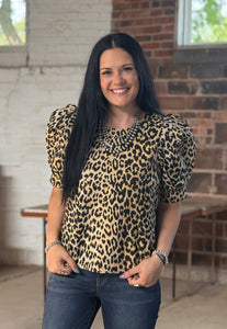 Leopard Puff Sleeve Top **2 COLORS**