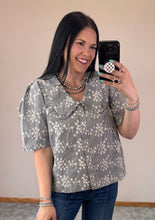 Load image into Gallery viewer, Black Gingham Embroidered Top
