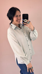 Striped Button Down Top **3 COLORS**