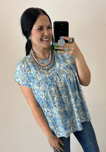 Load image into Gallery viewer, Blue Paisley Top - PLUS
