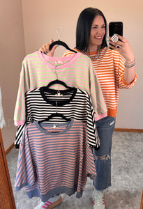 Striped Oversized Top **4 COLORS** - PLUS