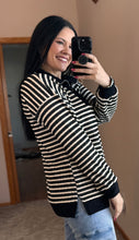 Load image into Gallery viewer, Black Striped 1/4 Zip - PLUS

