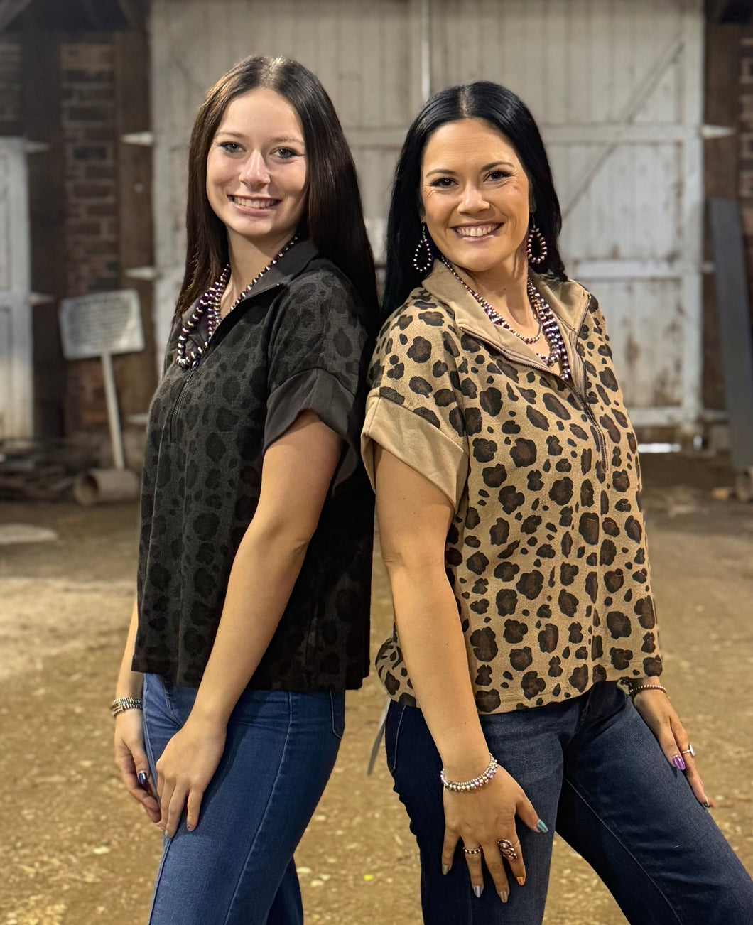 Leopard Knit 1/4 Zip Top **2 COLORS**