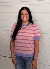 Load image into Gallery viewer, Multi Short Sleeve Striped Sweater Top **3 COLORS**
