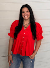 Load image into Gallery viewer, Yoke Puff Sleeve Top **2 COLORS**
