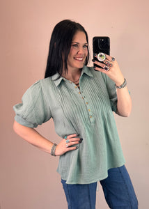 Gauze Collared Top **3 COLORS**