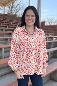 Floral Collared Top - PLUS