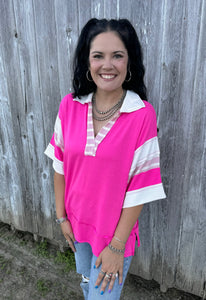 Fuchsia Colorblock Top - PLUS