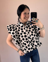 Load image into Gallery viewer, Polka Dot Peplum Top **2 COLORS**
