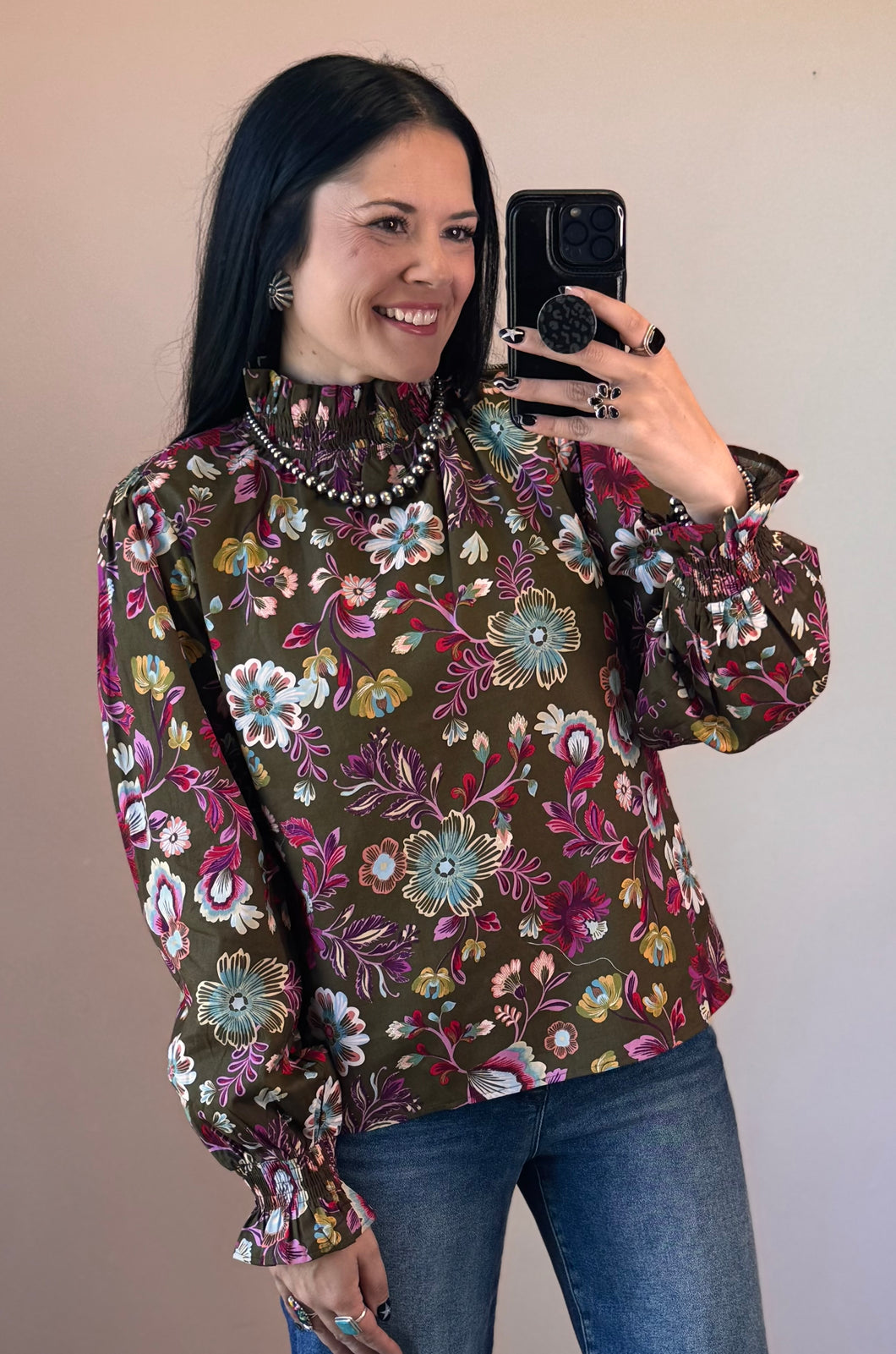 Floral Mock Neck Top **2 COLORS**