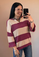 Load image into Gallery viewer, Mauve Striped Knit Top - PLUS
