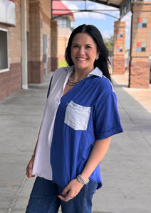 Linen Colorblock Top **2 COLORS**