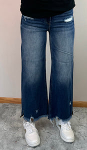 Dark Cropped Wide leg Risen Jeans