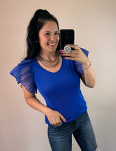 Load image into Gallery viewer, Scoop Neck Flutter Sleeve Top **2 Colors**
