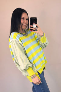Lime And Blue Striped Pullover
