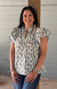 Mint Floral Top