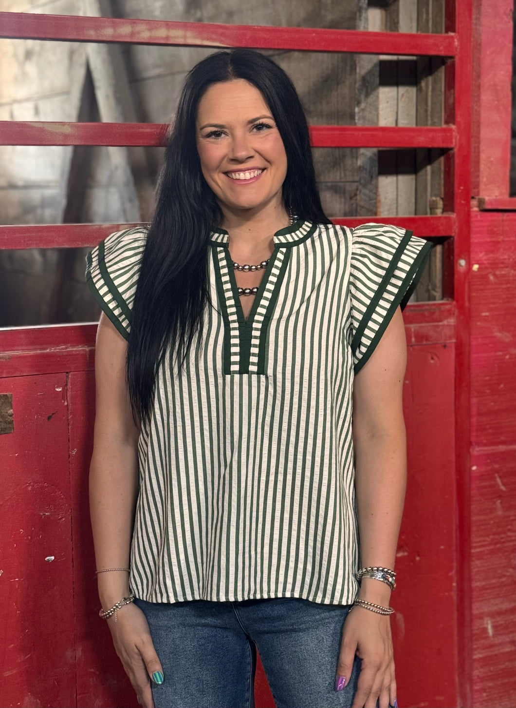 Stripe Flutter Sleeve Top **4 COLORS**