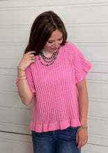 Load image into Gallery viewer, Ruffle Hem Short Sleeve Top ** 3 COLORS **
