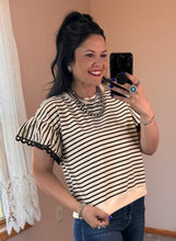 Load image into Gallery viewer, Striped Eyelet Trim Top ***2 COLORS**
