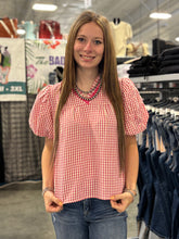 Load image into Gallery viewer, Gingham Puff Sleeve Top **2 COLORS**
