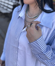 Load image into Gallery viewer, Navy Striped Collared Top - PLUS
