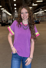 Load image into Gallery viewer, Striped Sleeve Urban Ribbed Top **2 COLORS** - PLUS
