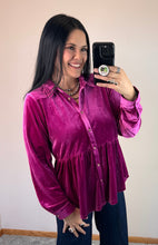 Load image into Gallery viewer, Velvet Peplum Top **3 COLORS**
