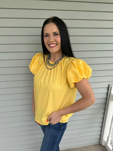 Solid Short Puff Sleeve Top **4 COLORS** - PLUS