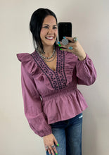 Load image into Gallery viewer, Mauve Embroidered Top

