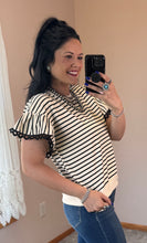 Load image into Gallery viewer, Striped Eyelet Trim Top ***2 COLORS**
