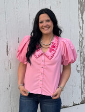 Load image into Gallery viewer, Pink Peter Pan Collar Top
