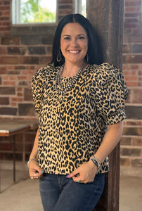 Leopard Puff Sleeve Top **2 COLORS**