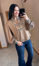 Load image into Gallery viewer, Taupe Plaid Detail Top
