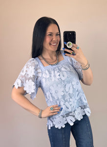 Floral Lace Square Neck Top **4 COLORS**