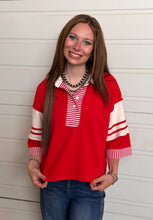 Load image into Gallery viewer, 3/4 Sleeve Stripe Contrast Top
