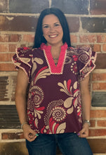 Load image into Gallery viewer, Paisley Tiered Sleeve Top **2 COLORS**
