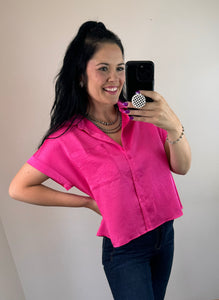 Glossy Button Up Top **2 COLORS**