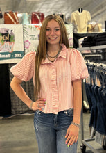 Load image into Gallery viewer, Ruffle Detail Striped Top **2 COLORS**
