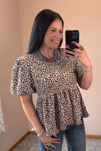 Load image into Gallery viewer, Leopard Floral Peplum Top **2 COLORS**
